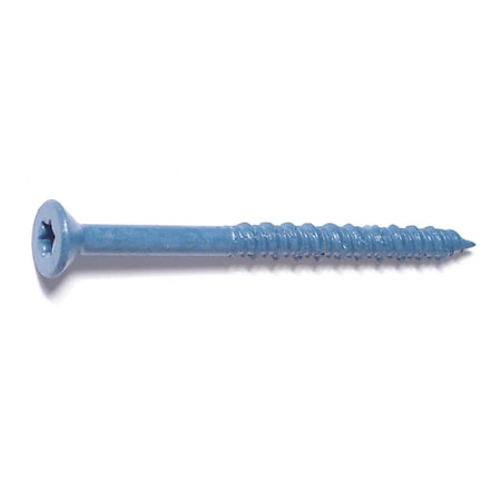 Masonry Screw, 1/4 Dia., Flat, 3 1/4 In L, Steel Blue Ruspert, 100 PK